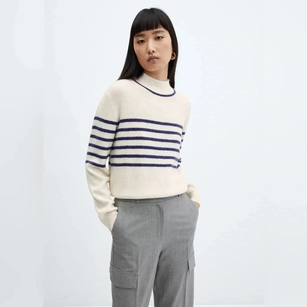 Mango Wool Blend  Striped Sweater NWT